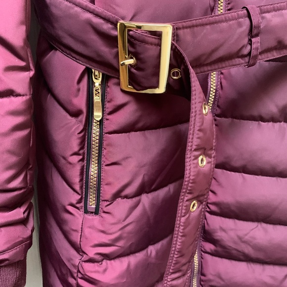 George Puffer Coat Burgundy With Gold Hardware - Picture 2 of 3